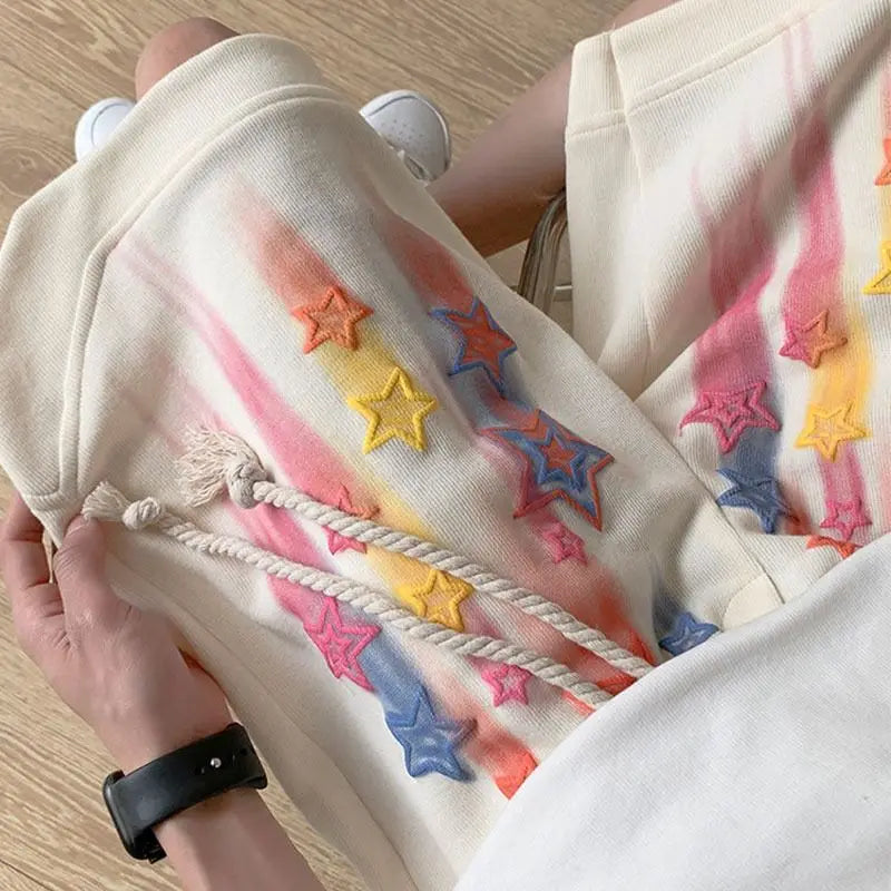 Kawaii Oversized Star Print Shorts for Y2K Aesthetic and Cute Summer Outfits