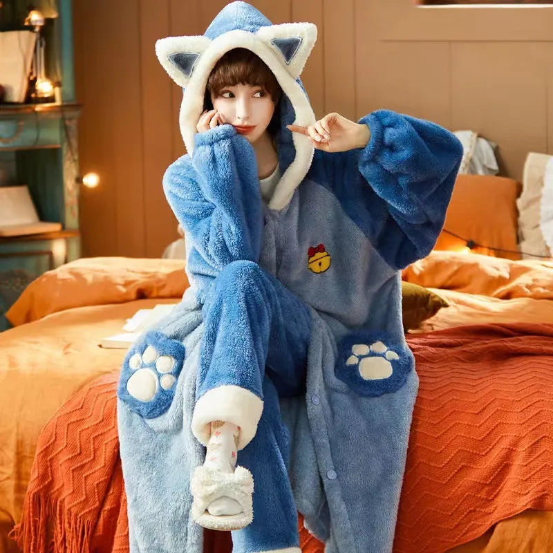 Kawaii Pajamas with Ears for Cozy Nights - Adorable Y2K Style Sleepwear