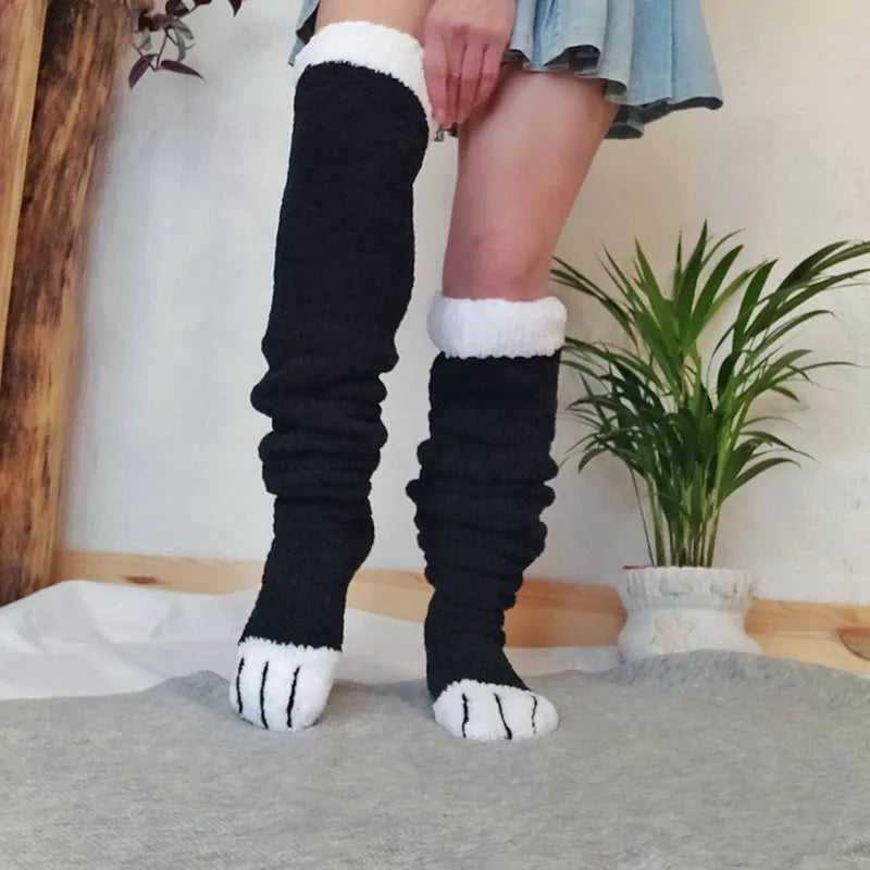 Kawaii Paws Cute High Socks for Y2K Aesthetic and Coquette Style Outfits