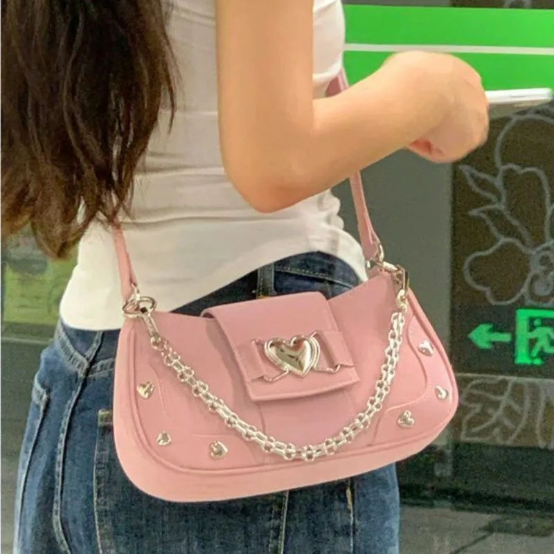 Kawaii Pink Shoulder Bag - Cute Y2K Aesthetic Accessory for Stylish Outfits