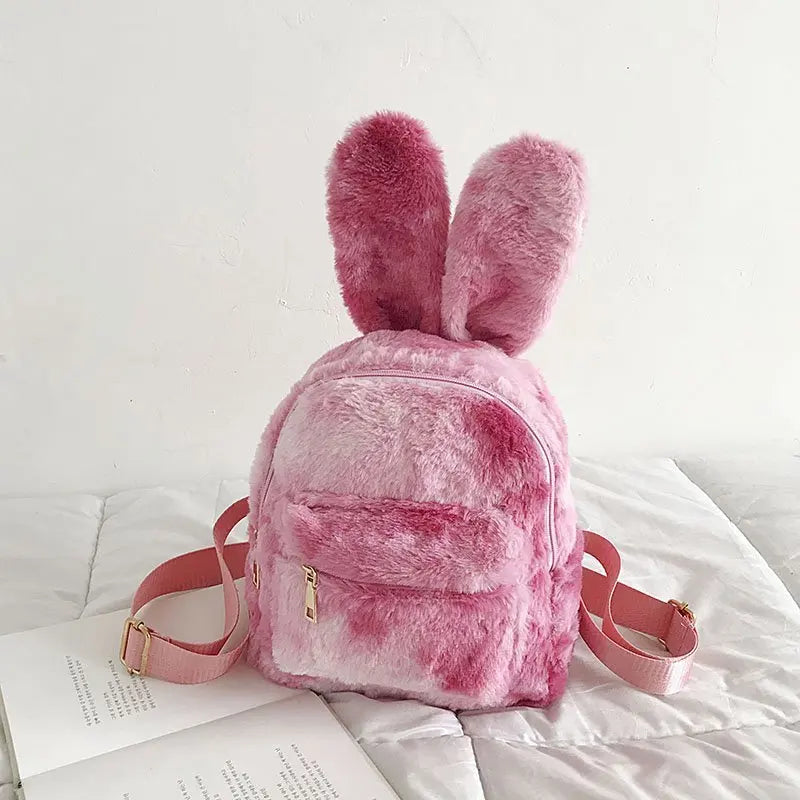 Kawaii Rabbit Furry Backpack - Cute Plush Bag for Y2K Aesthetic and Coquette Style