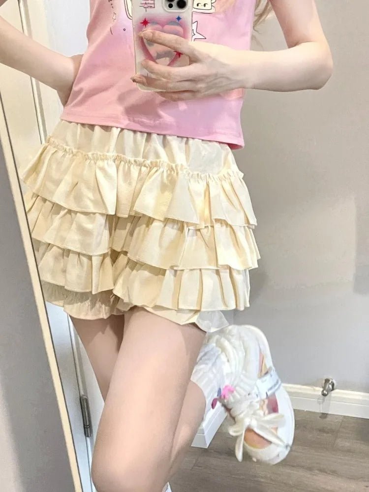 Kawaii Ruffle Mini Skirt - Adorable Y2K Aesthetic Skirt for Cute Outfits and Coquette Style