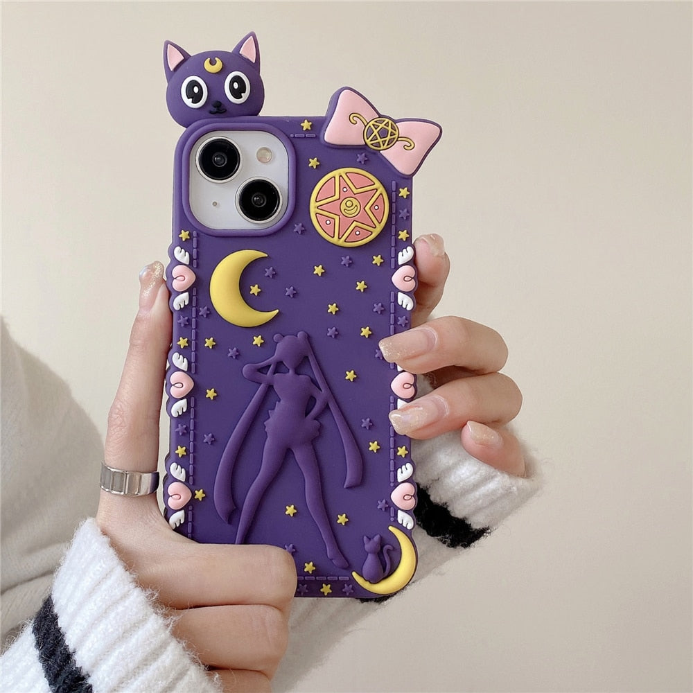 Kawaii Sailor Moon Inspired Purple iPhone Case | Y2K Aesthetic Phone Accessory