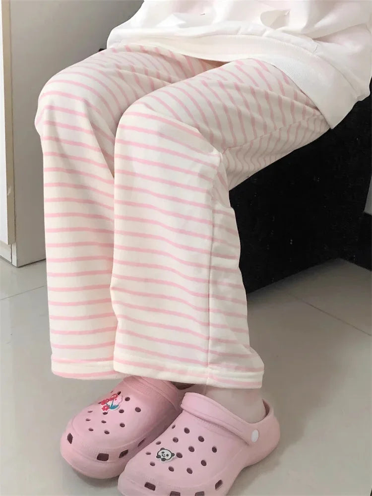 Kawaii Striped Y2K Pants for Cute Aesthetic Outfits and Comfy Everyday Wear