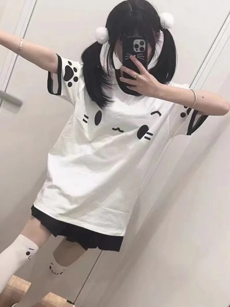 Kawaii White Anime Tee - Cute Y2K Aesthetic Top for Stylish Outfits and Aesthetic Vibes