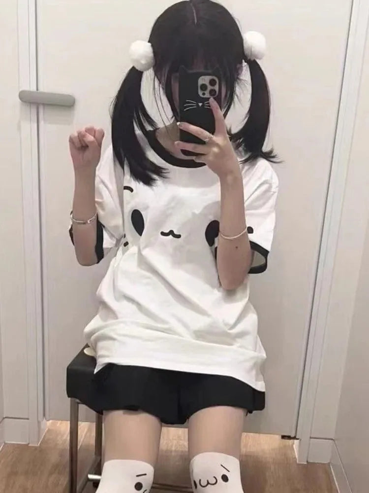 Kawaii White Anime Tee - Cute Y2K Aesthetic Top for Stylish Outfits and Aesthetic Vibes