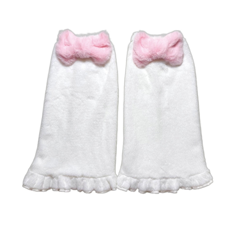 Kawaii Y2K Aesthetic Faux Fur Leg Warmers for Cozy Gyaru Style Outfits