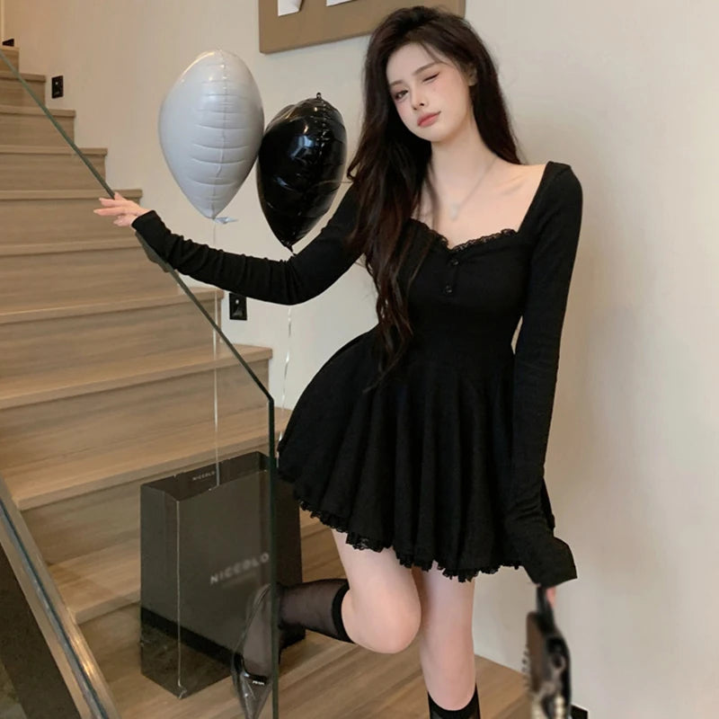 Kawaii Y2K Long Sleeve Dress - Adorable Cute Aesthetic Fashion for Every Occasion