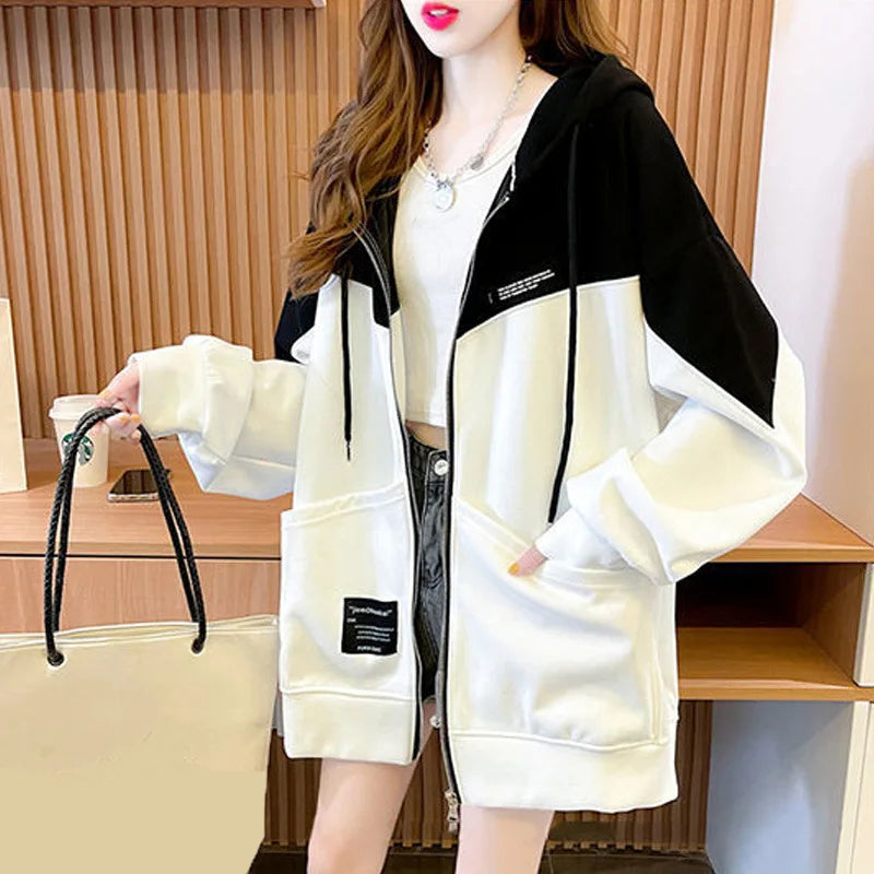 Korean Contrast Color Oversized Hoodie - Y2K Aesthetic Comfy Layer for Trendy Outfits