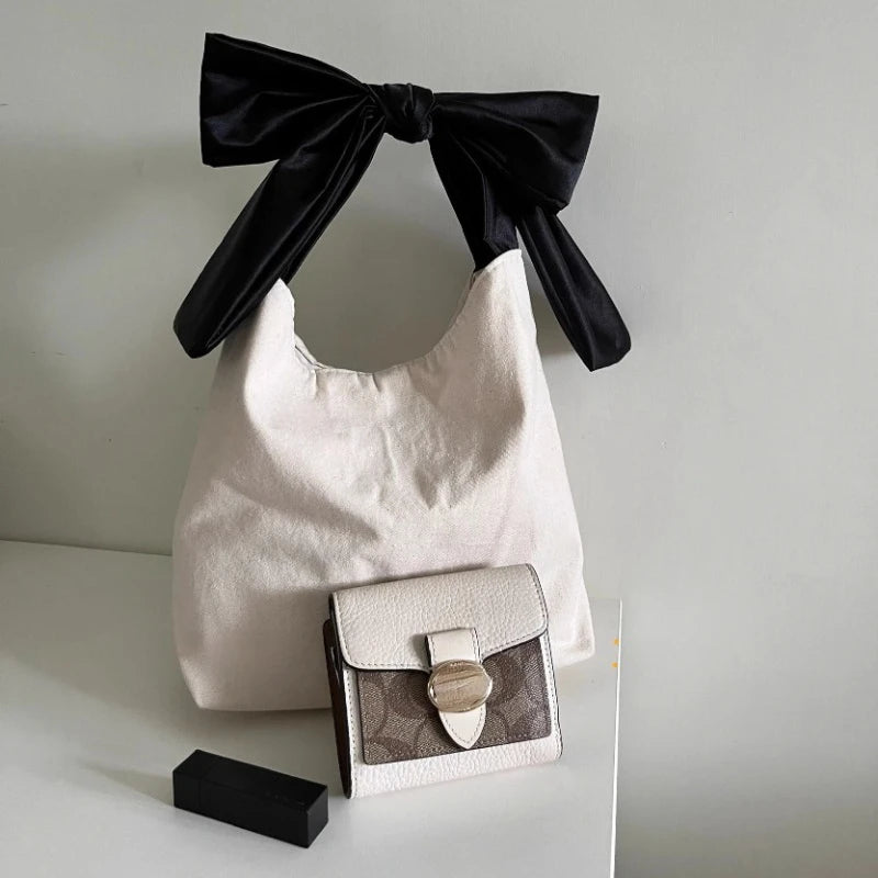 Korean Coquette Aesthetic Black Bow Purse - Y2K Fashion Statement Handbag