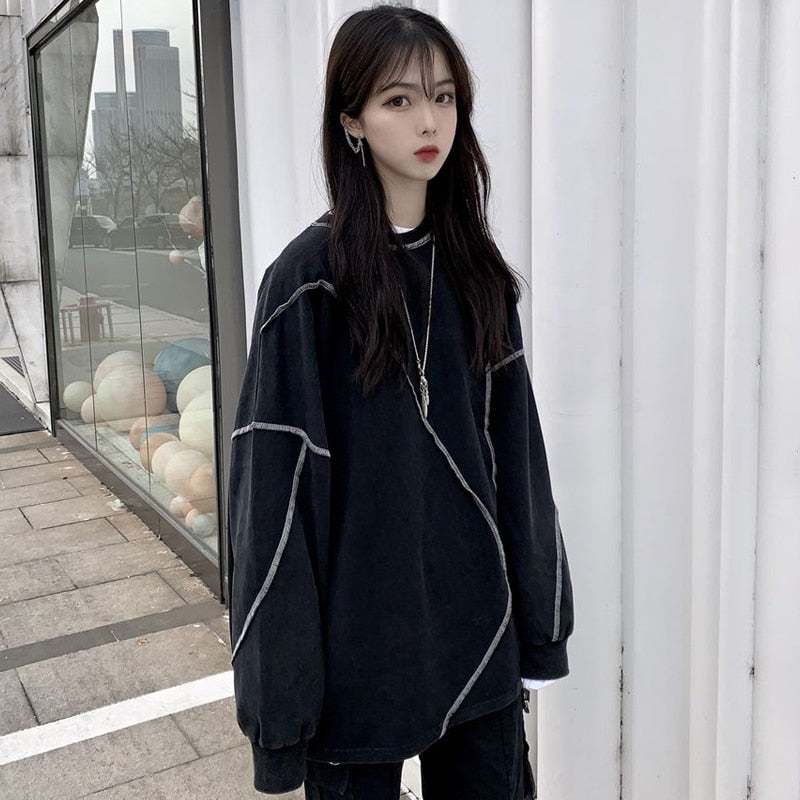 Korean Darkwear Aesthetic Sweatshirt - Y2K Grunge Style Comfy Hoodie for Trendy Looks