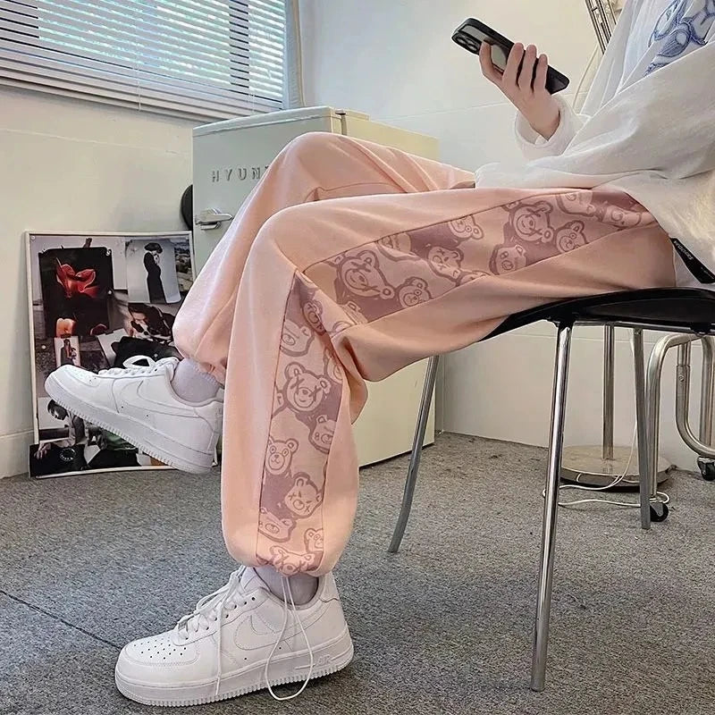 Korean Fashion Bear Print Cargo Pants - Y2K Aesthetic Cute Streetwear for Trendy Looks