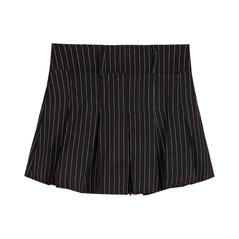 Korean Style Y2K Aesthetic Preppy Old Money Pinstripe Mini Skirt for Coquette Fashion