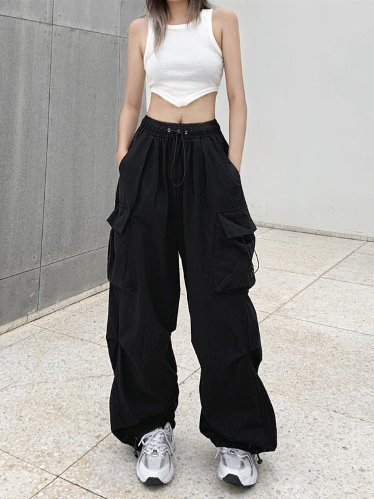 Korean Style Y2K Gorpcore Aesthetic Drawstring Cargo Pants for Trendy Outfits