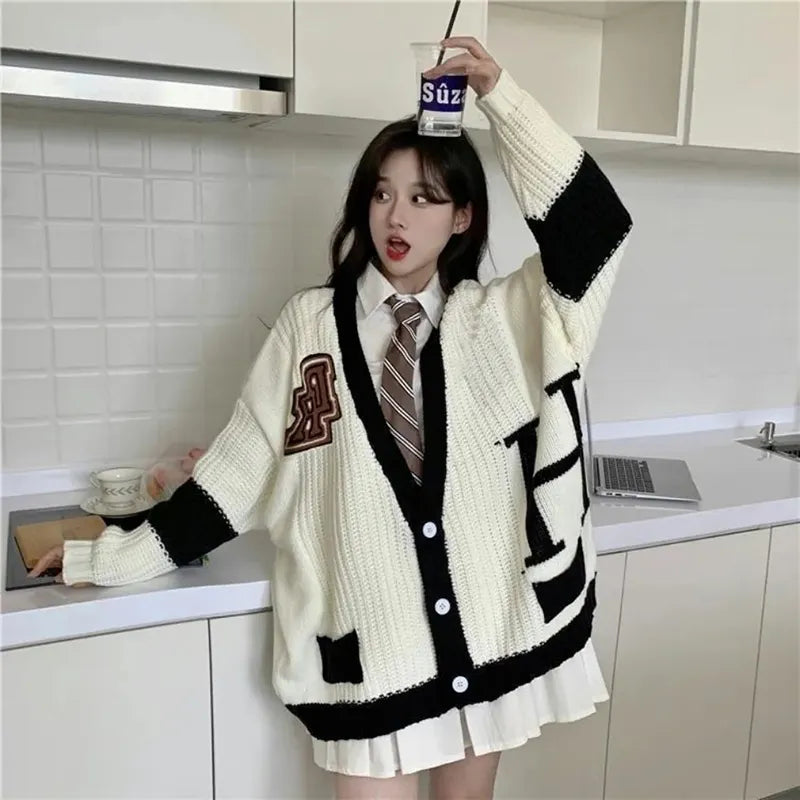 Korean Ulzzang Y2K Aesthetic Cardigan - Cute Layering Piece for Cozy Outfits