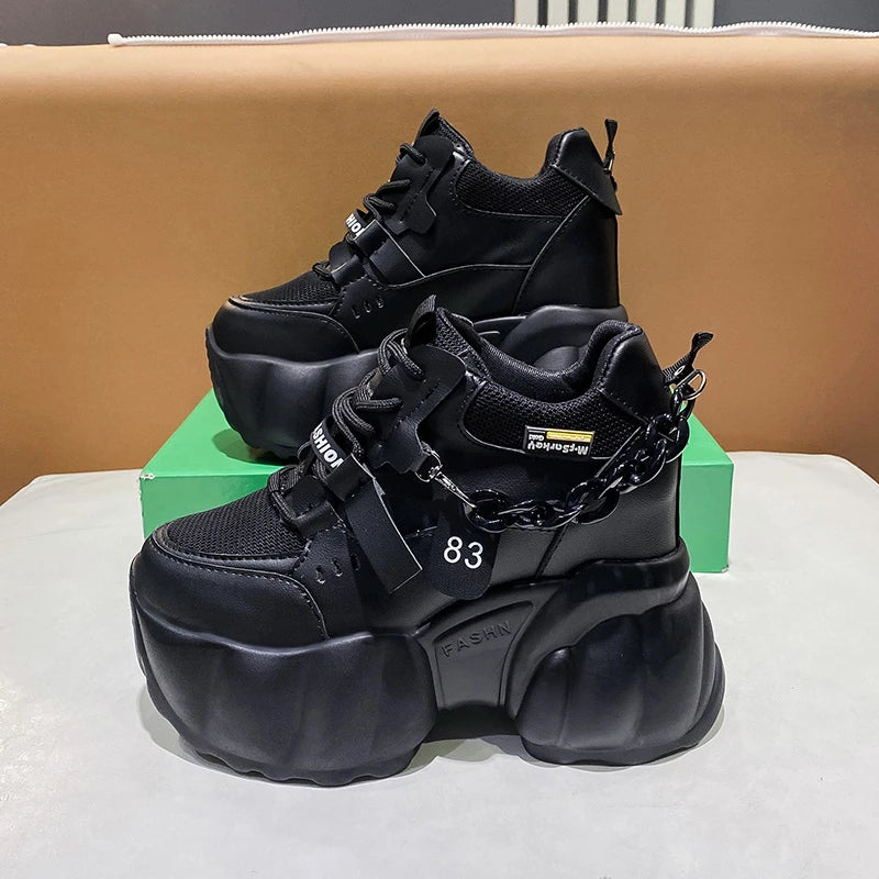 Korean Y2K Chunky High Platform Sneakers for Trendy Coquette and Grunge Aesthetic Outfits