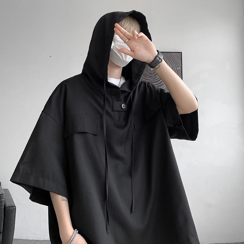 Korean Y2K Short Sleeve Hooded Pullover - Cute Aesthetic Top for Cozy Outfits