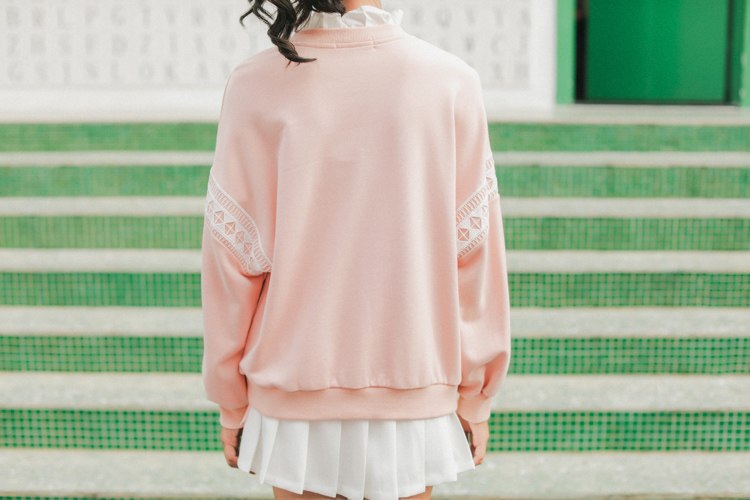 Lace Patchwork Kawaii Sweatshirt - Y2K Aesthetic Cute Top for Cozy Outfits