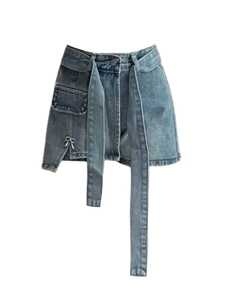 Lace-Up Blue Denim Cargo Skirt - Y2K Fashion Essential for Grunge and Coquette Aesthetics