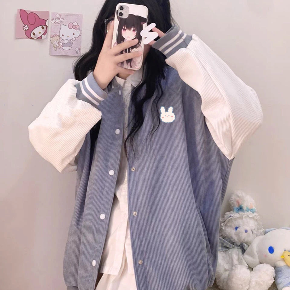 Loose Cute Colors Y2K Aesthetic Baseball Sweater Jacket for Trendy Outfits