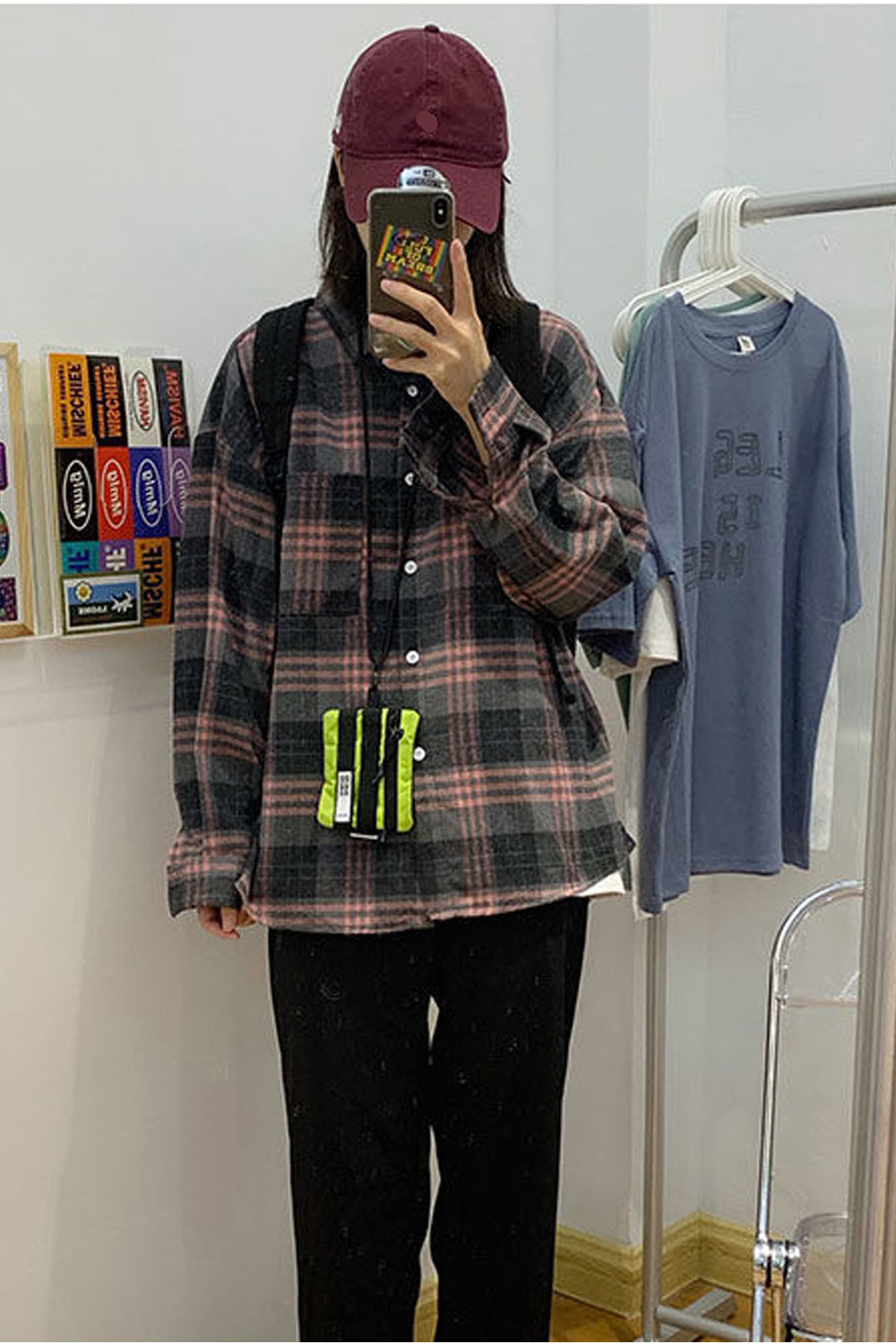 Loose Vintage Plaid Blouse - Y2K Aesthetic Casual Shirt for Effortless Style