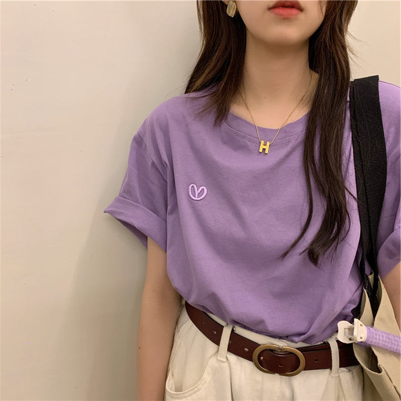 Love Graphic Pocket Embroidered Tee - Y2K Aesthetic Cute Top for Trendy Outfits