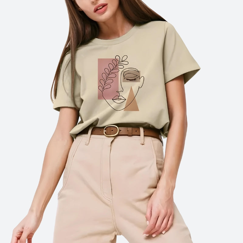 Minimalist Woman Face Tee - Y2K Aesthetic Cute Top for Effortless Style