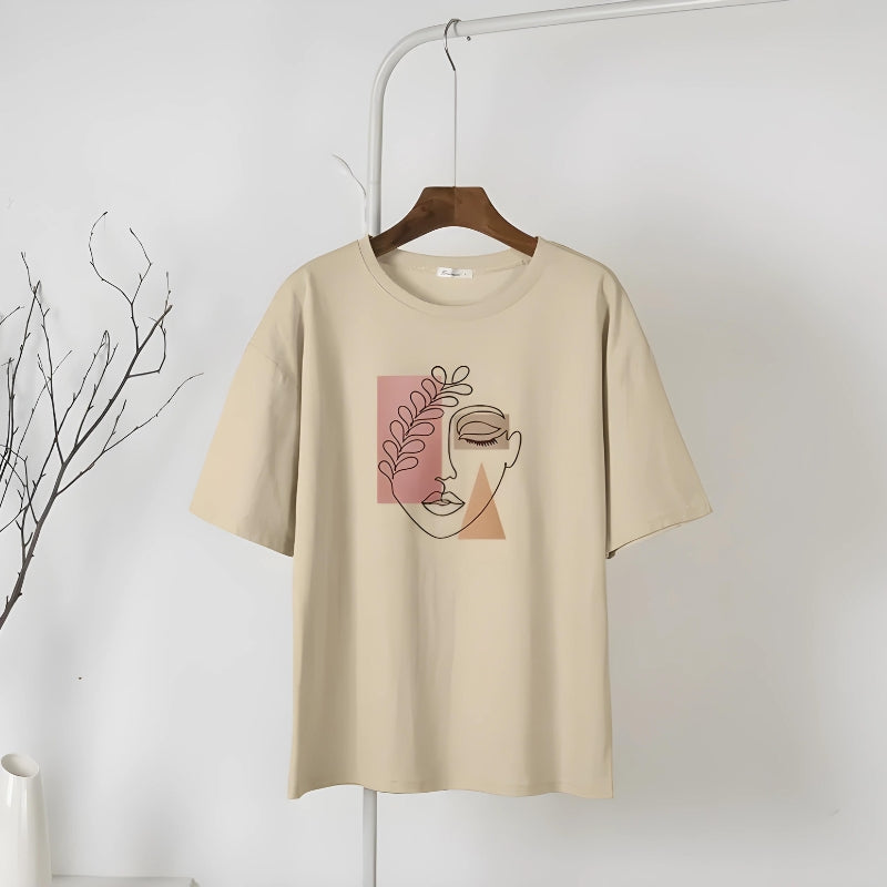 Minimalist Woman Face Tee - Y2K Aesthetic Cute Top for Effortless Style