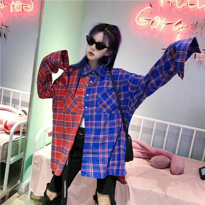 Multicolor Plaid Shirt - Y2K Aesthetic Top for Coquette and Grunge Style Outfits