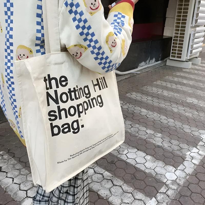 Notting Hill Canvas Tote Bag - Chic Y2K Aesthetic for Everyday Style and Functionality