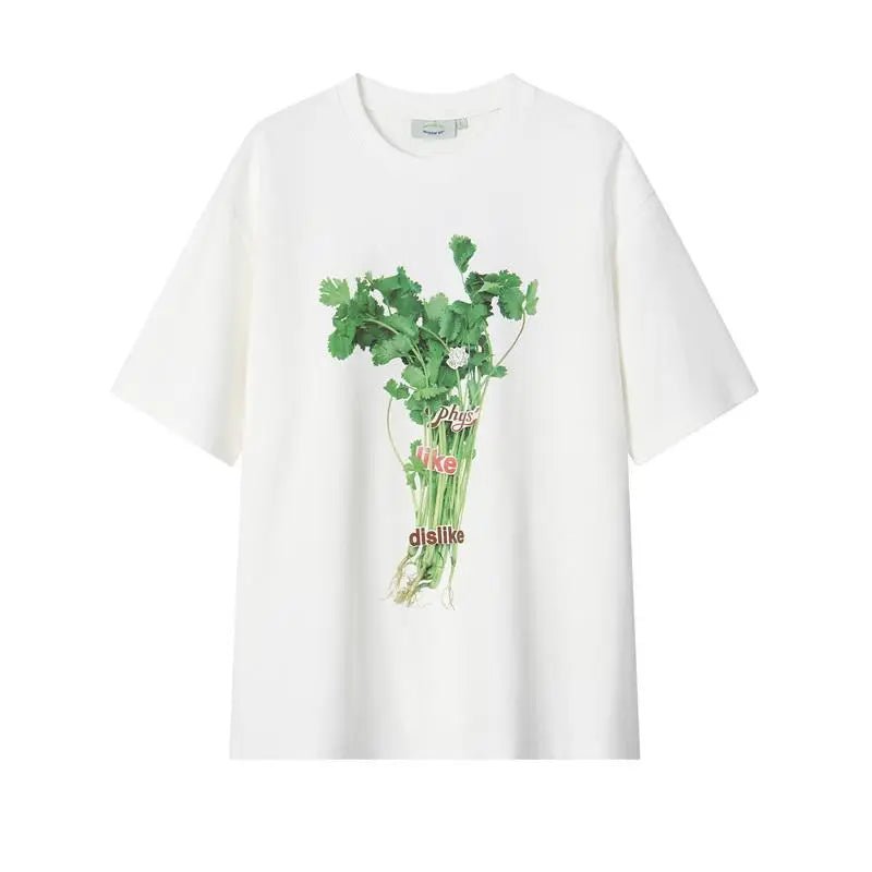 Oversized Y2K Herb Print T-Shirt for Trendy Coquette and Grunge Aesthetic Outfits