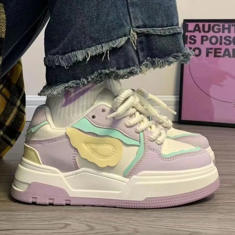 Pastel Dream Wave Sneakers - Y2K Aesthetic Cute Sneakers for Coquette and Grunge Styles