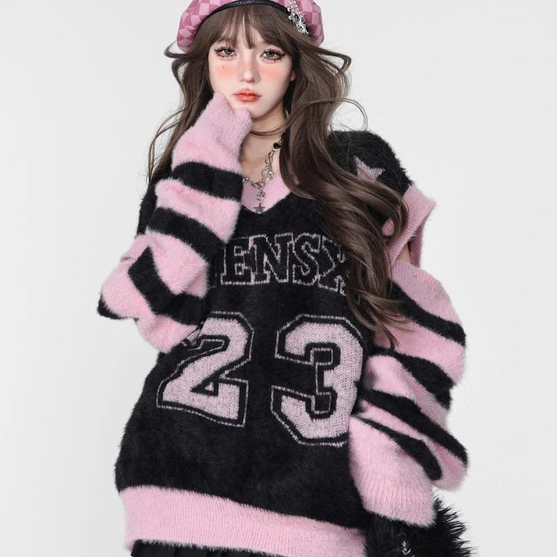 Pastel Goth Y2K Aesthetic Sweater - Cute Cozy Top for Grunge and Coquette Styles