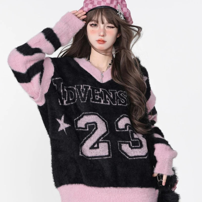 Pastel Goth Y2K Aesthetic Sweater - Cute Cozy Top for Grunge and Coquette Styles