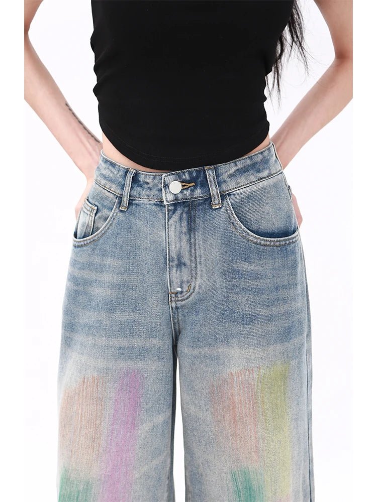 Pastel Gradient Y2K Baggy Jeans for a Trendy Coquette Aesthetic Look