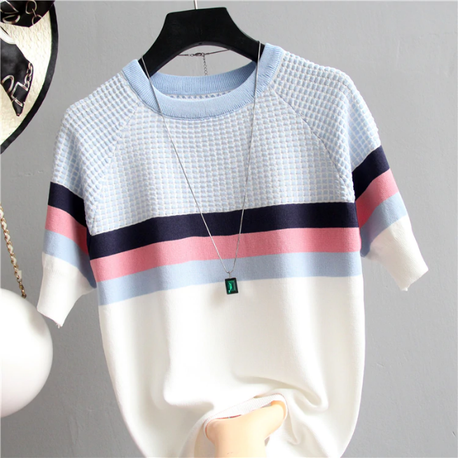 Pastel Plaid Stripe Shirt - Y2K Aesthetic Cute Top for Coquette and Grunge Styles