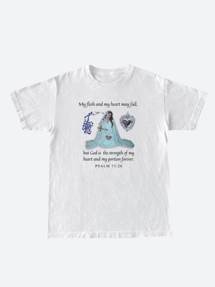 Psalm 73:26 Tee - Y2K Aesthetic Graphic Top for Coquette and Grunge Styles