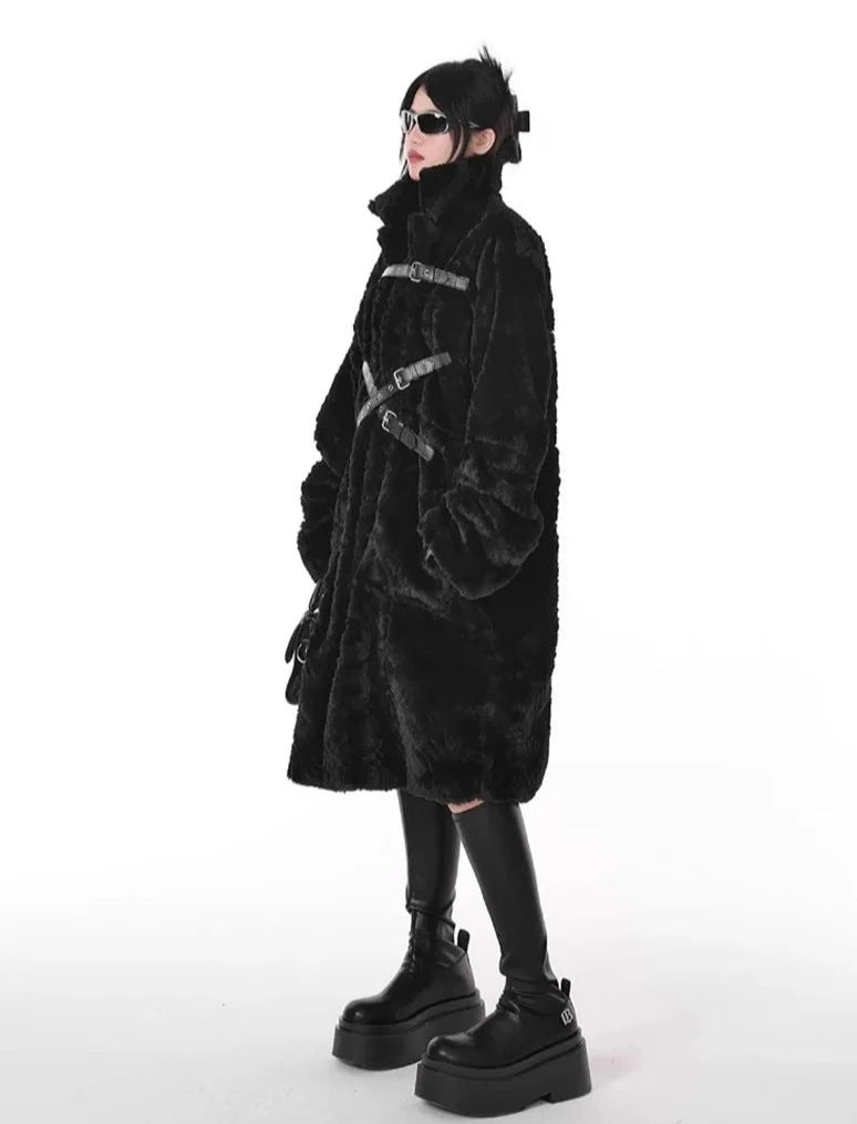 Punk Aesthetic Faux Fur Coat for Edgy Fashion Lovers and Grunge Style Enthusiasts