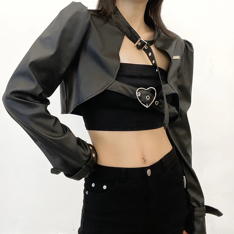 Punk Aesthetic Leather Jacket for Edgy Grunge Fashion Lovers