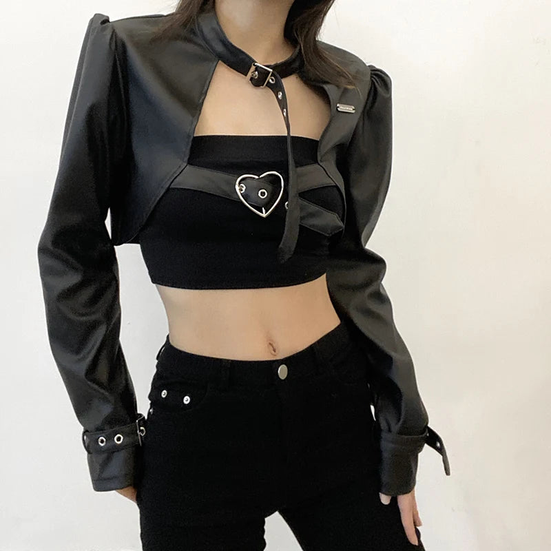 Punk Aesthetic Leather Jacket for Edgy Grunge Fashion Lovers