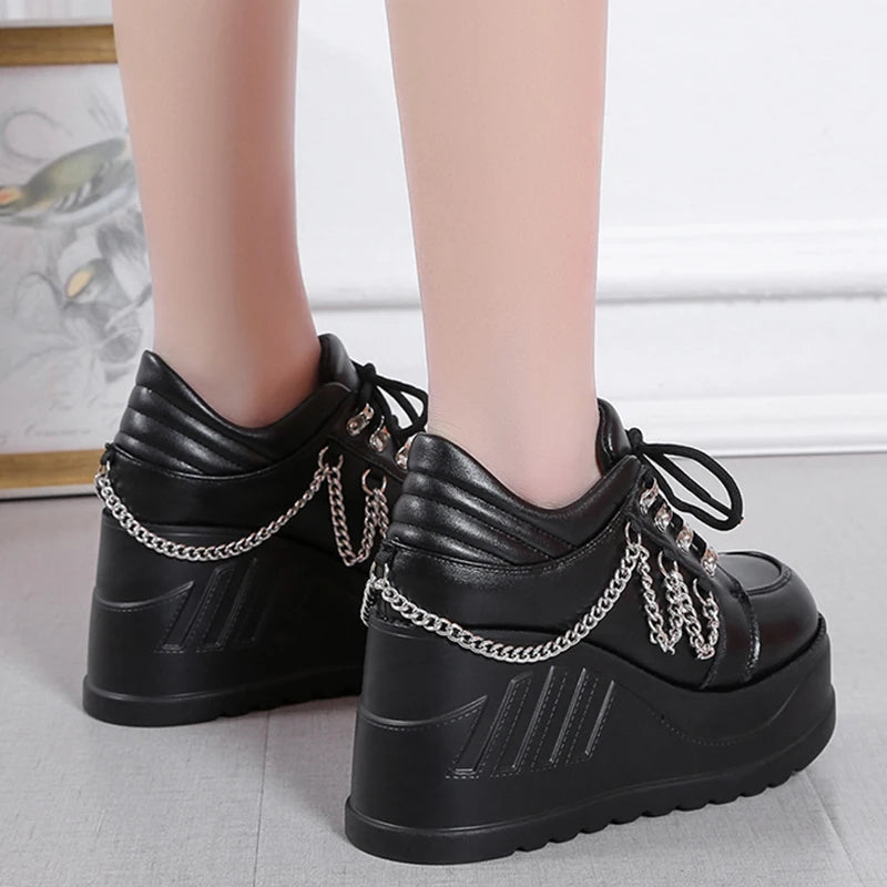 Punk Gothic Chain-Embellished Shoes for Edgy Y2K and Grunge Aesthetic Outfits