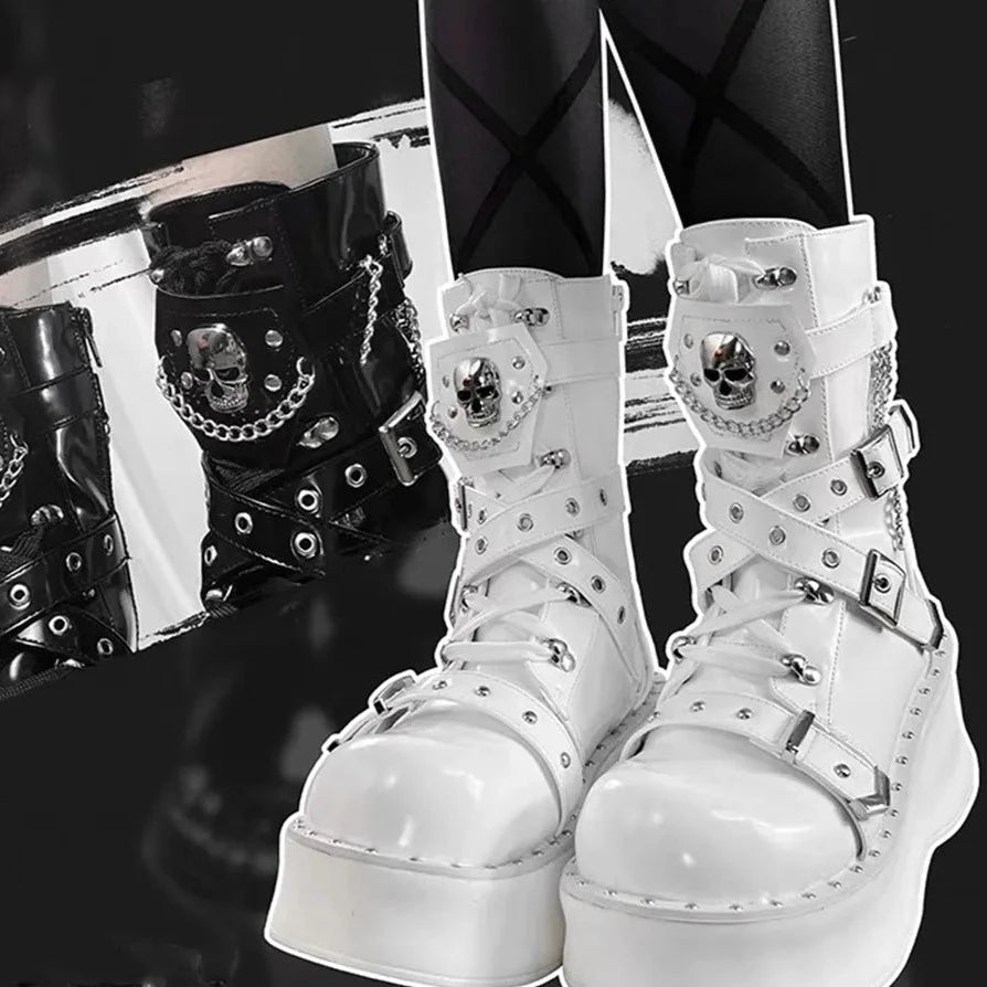 Punk Y2K Platform Boots for Edgy Aesthetic Outfits and Grunge Style Fashion