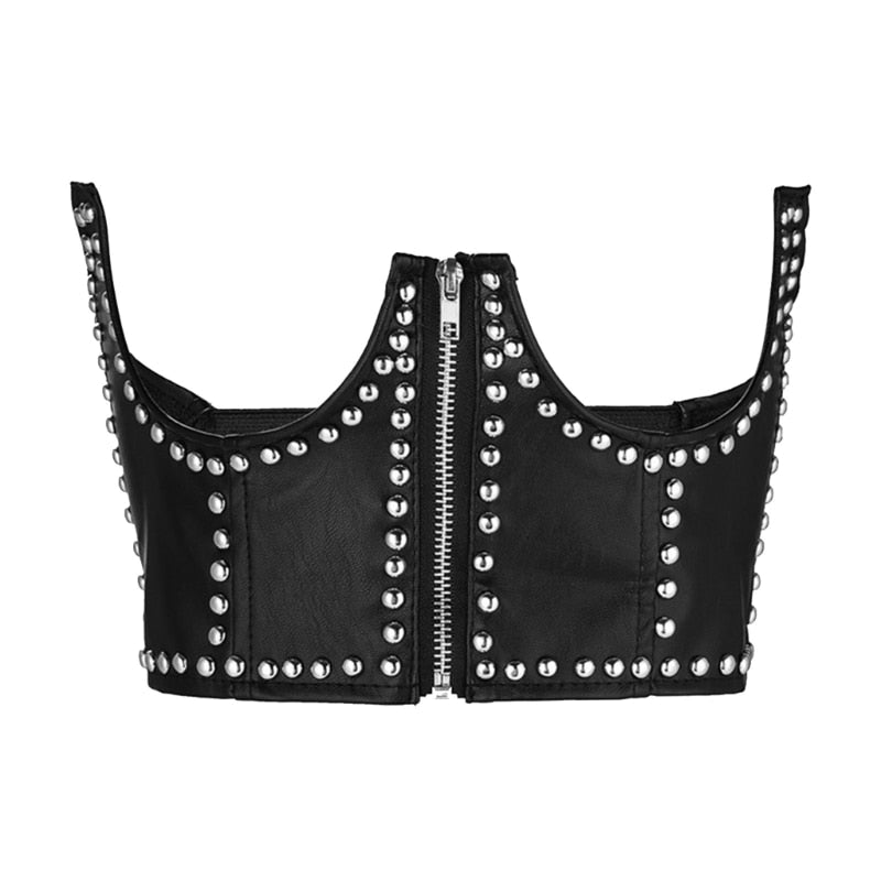 Riveted Punk Corset: Y2K Grunge Style Top for Edgy Aesthetic Outfits and Statement Looks