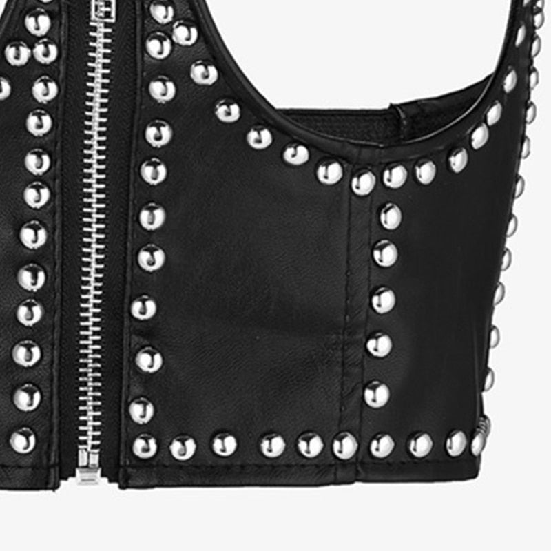 Riveted Punk Corset: Y2K Grunge Style Top for Edgy Aesthetic Outfits and Statement Looks