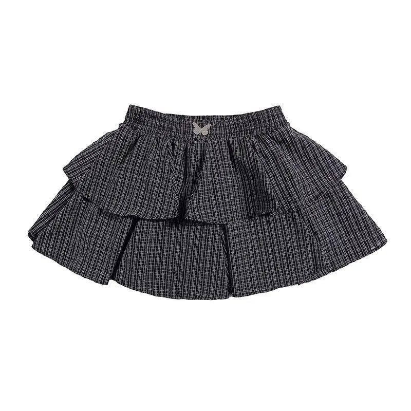 Ruffle Plaid Mini Skirt - Y2K Aesthetic Cute Skirt for Coquette and Grunge Outfits