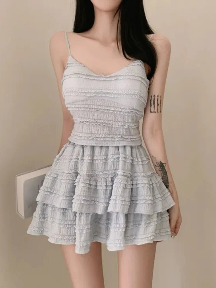 Ruffled Strappy Mini Dress in Y2K Style - Cute Coquette Aesthetic for Trendy Outfits