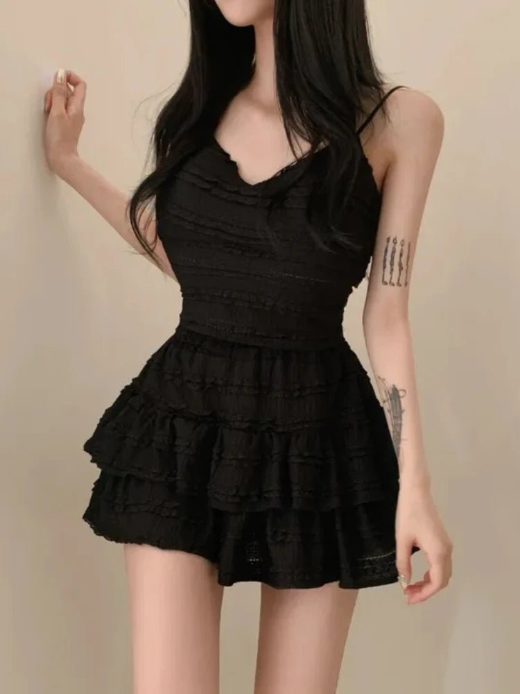 Ruffled Strappy Mini Dress in Y2K Style - Cute Coquette Aesthetic for Trendy Outfits