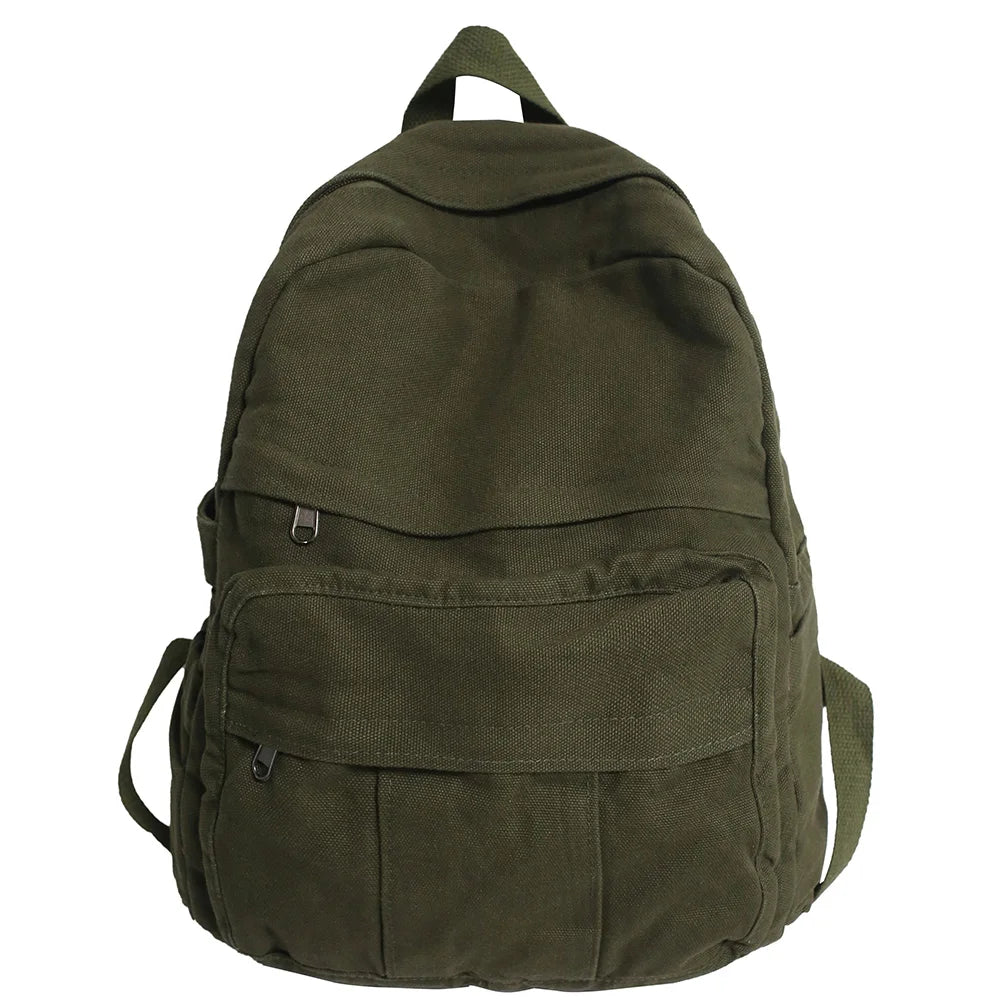 Sage Green Y2K Aesthetic Canvas Backpack for Trendy Coquette and Grunge Outfits