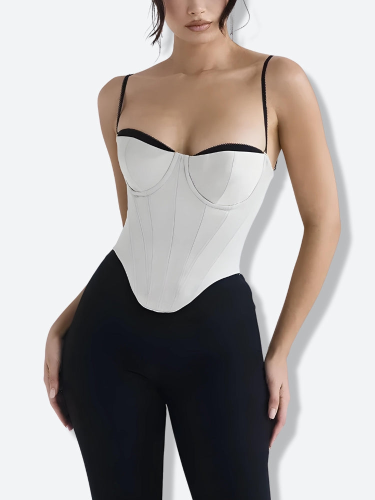 Satin Layered Corset Top with Zip-Up Closure for Y2K Fashion and Coquette Aesthetic