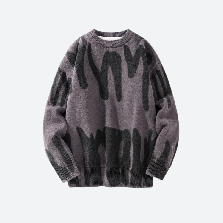 Spray Paint Soft Touch Knitted Sweater - Y2K Aesthetic Cozy Top for Trendy Outfits